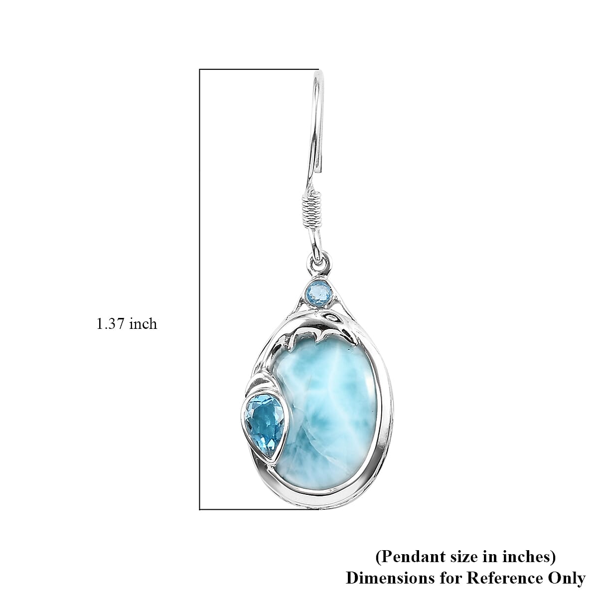 Sajen Silver NATURES JOY Collection - Larimar and Blue Doublet Quartz Hook Earrings in Platinum Overlay Sterling Silver 10.20 Ct.