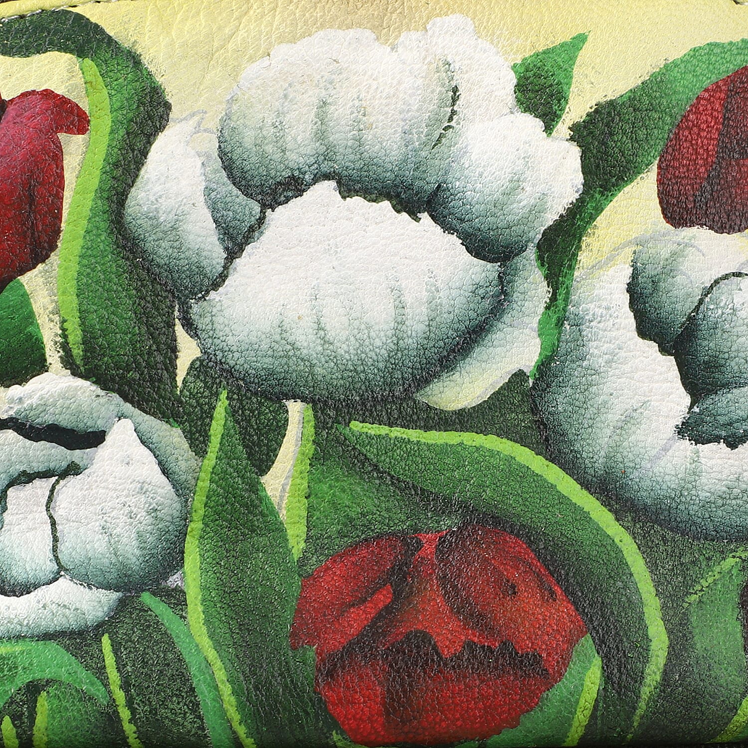 Portable Hand Printed Peony Theme Jewellery Organiser - Light Green