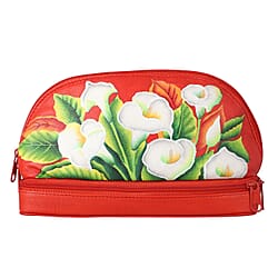 Portable Hand Printed Peony Theme Jewellery Organiser - Light Green