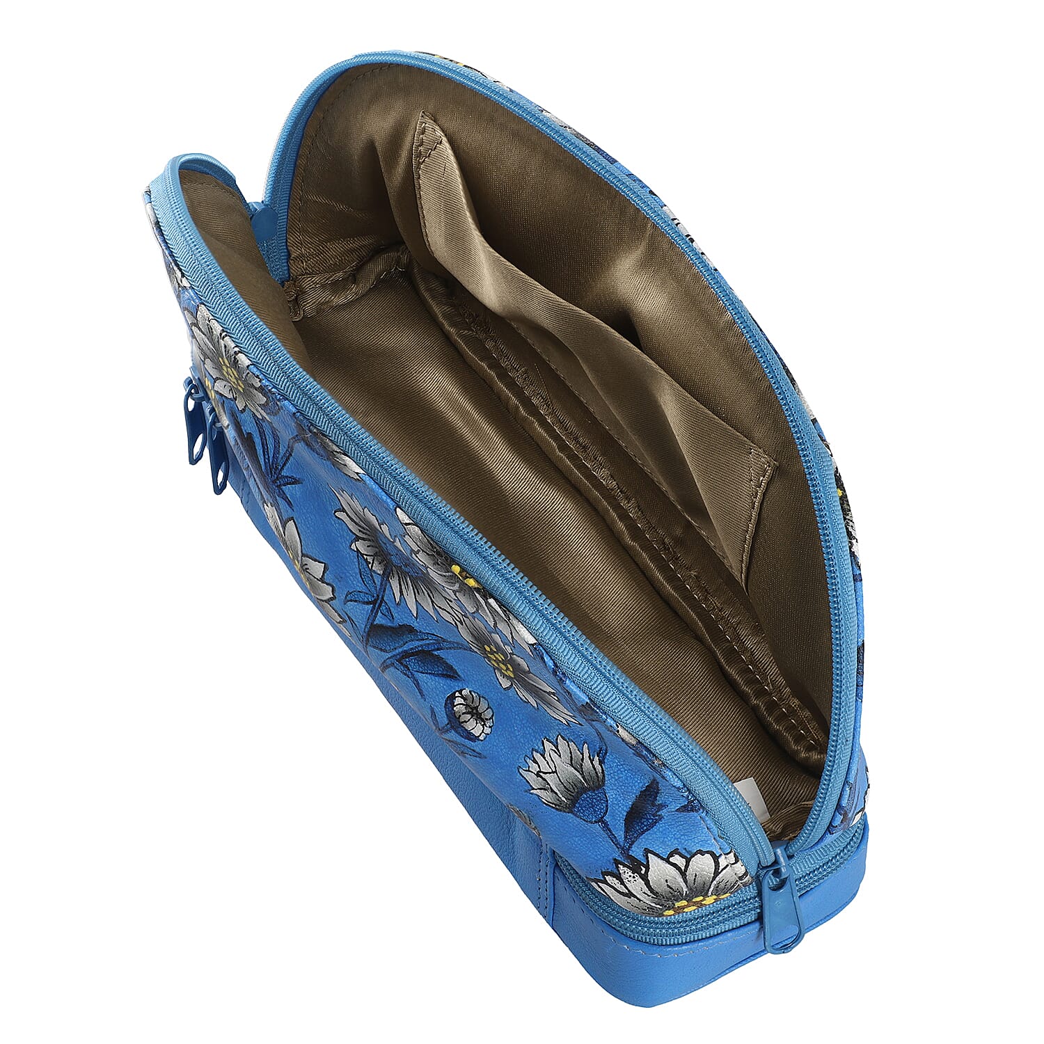 Portable Hand Printed Daisy Theme Jewellery Organiser (Size 20x15x8Cm) - Blue