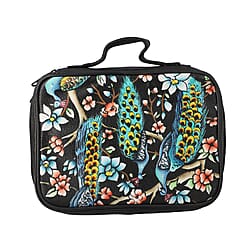 Portable Hand Printed Sparrow Theme Jewellery Organiser - Teal