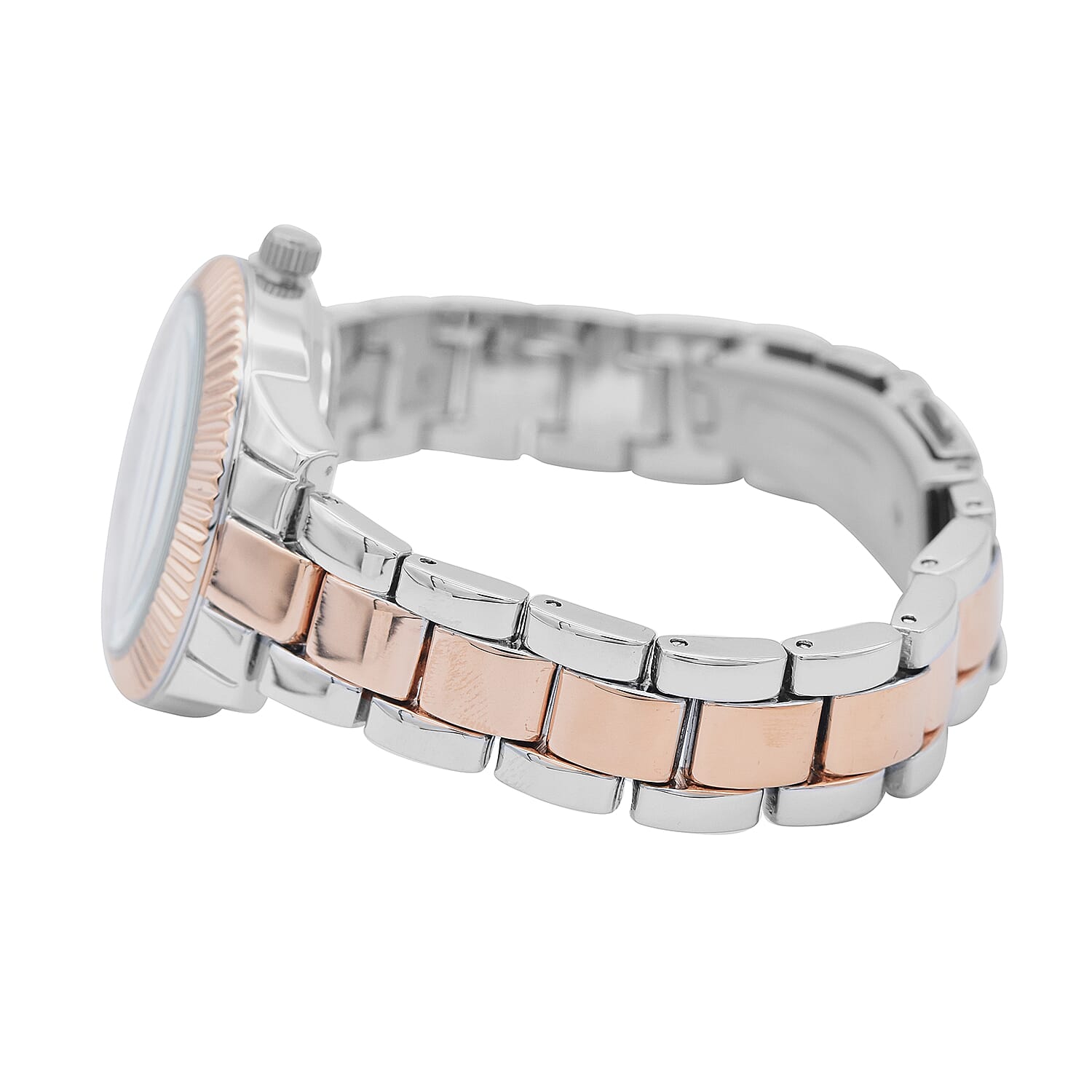 MISSGUIDED Silver Dial Rose Gold Bezel Watch in Silver & Rose Gold Tone with Chain Strap