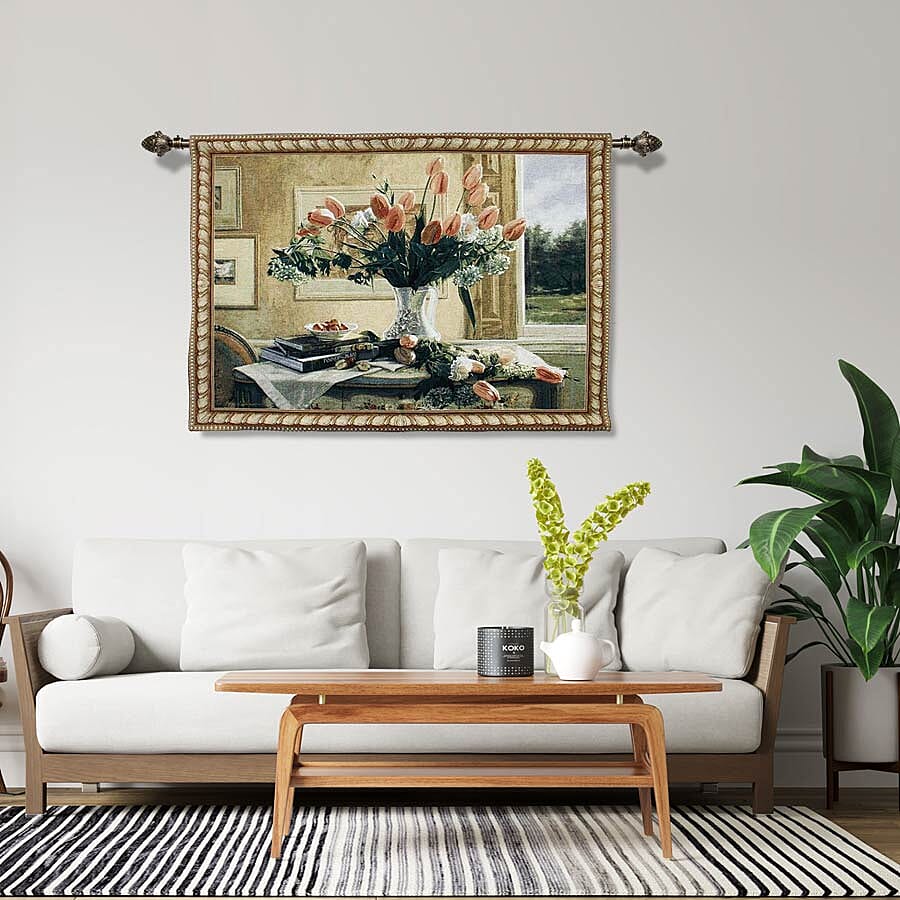 Signare Tapestry - 100% Cotton Wall Hanging - Tulips in a Vase