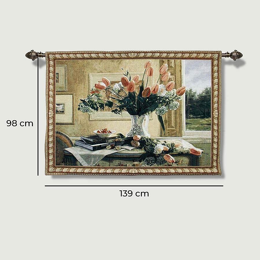 Signare Tapestry - 100% Cotton Wall Hanging - Tulips in a Vase