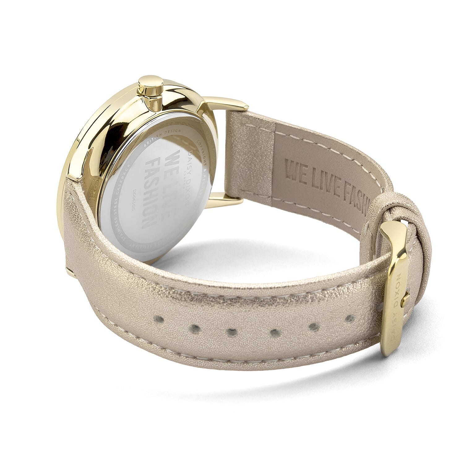 Daisy Dixon Harper Nude Metallic Strap With Overside Gold Case & White Dial Ladies Watch