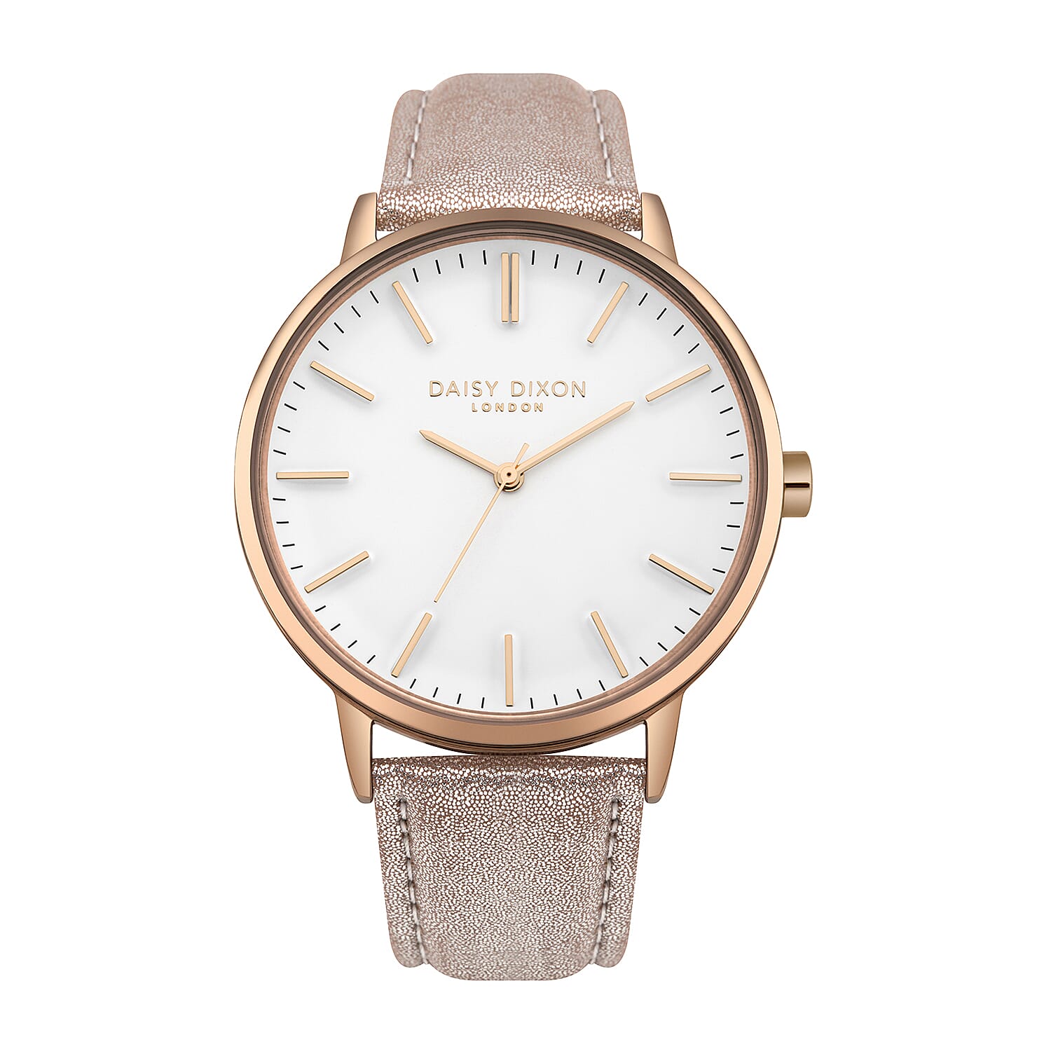Daisy Dixon Harper Nude Metallic Strap With Overside Rose Gold Case & White Dial Ladies Watch