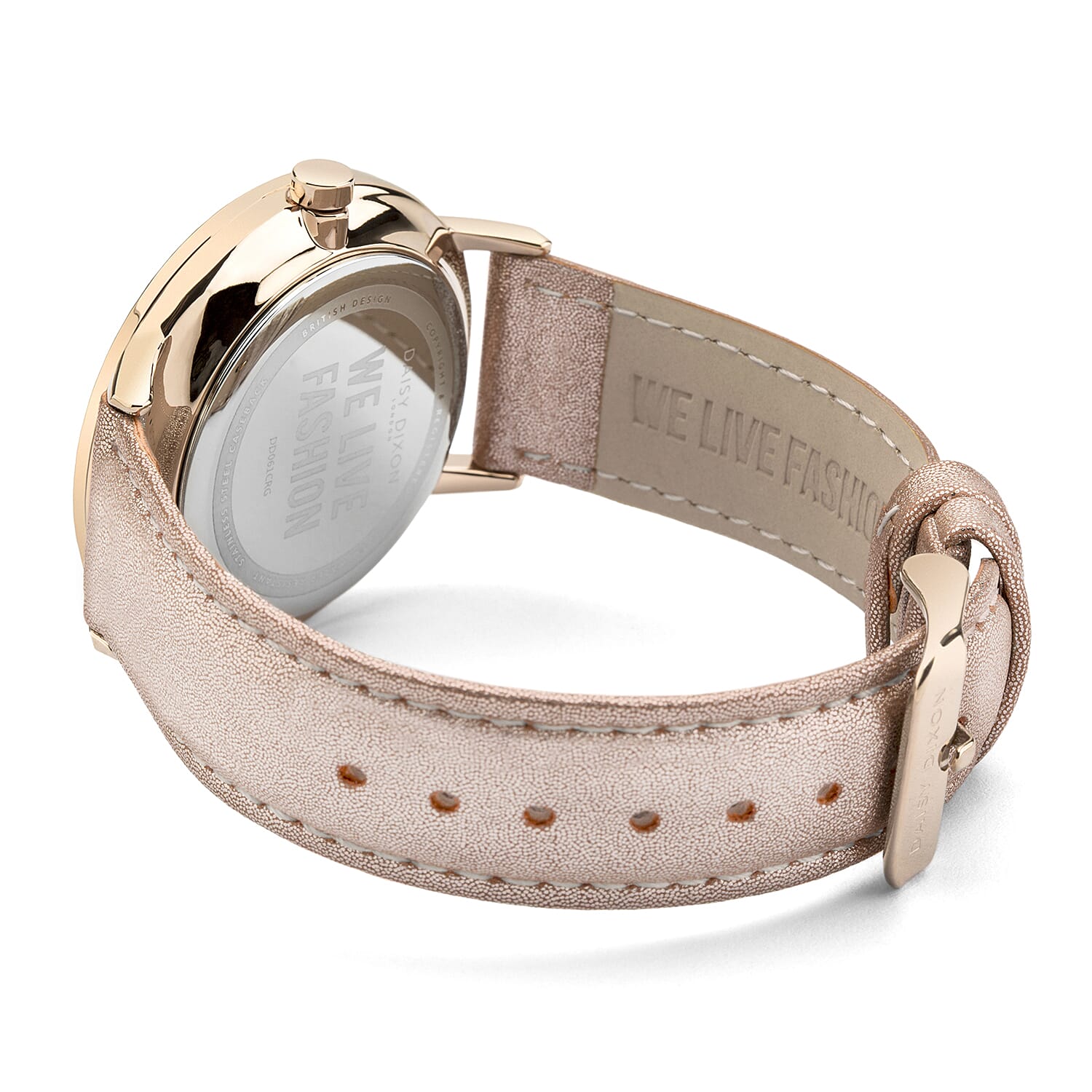 Daisy Dixon Harper Nude Metallic Strap With Overside Rose Gold Case & White Dial Ladies Watch