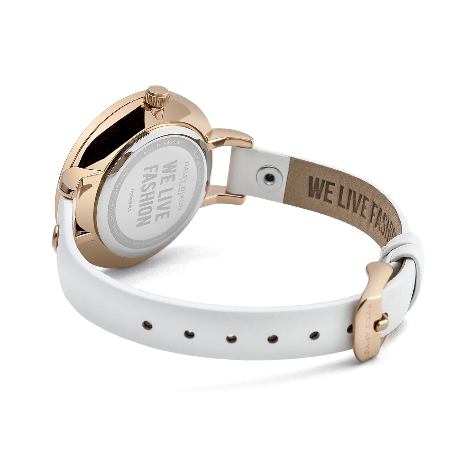 Daisy Dixon Hattie White Skinny Strap With Stud Embellishment & Graduated Ombre Dial Ladies Watch