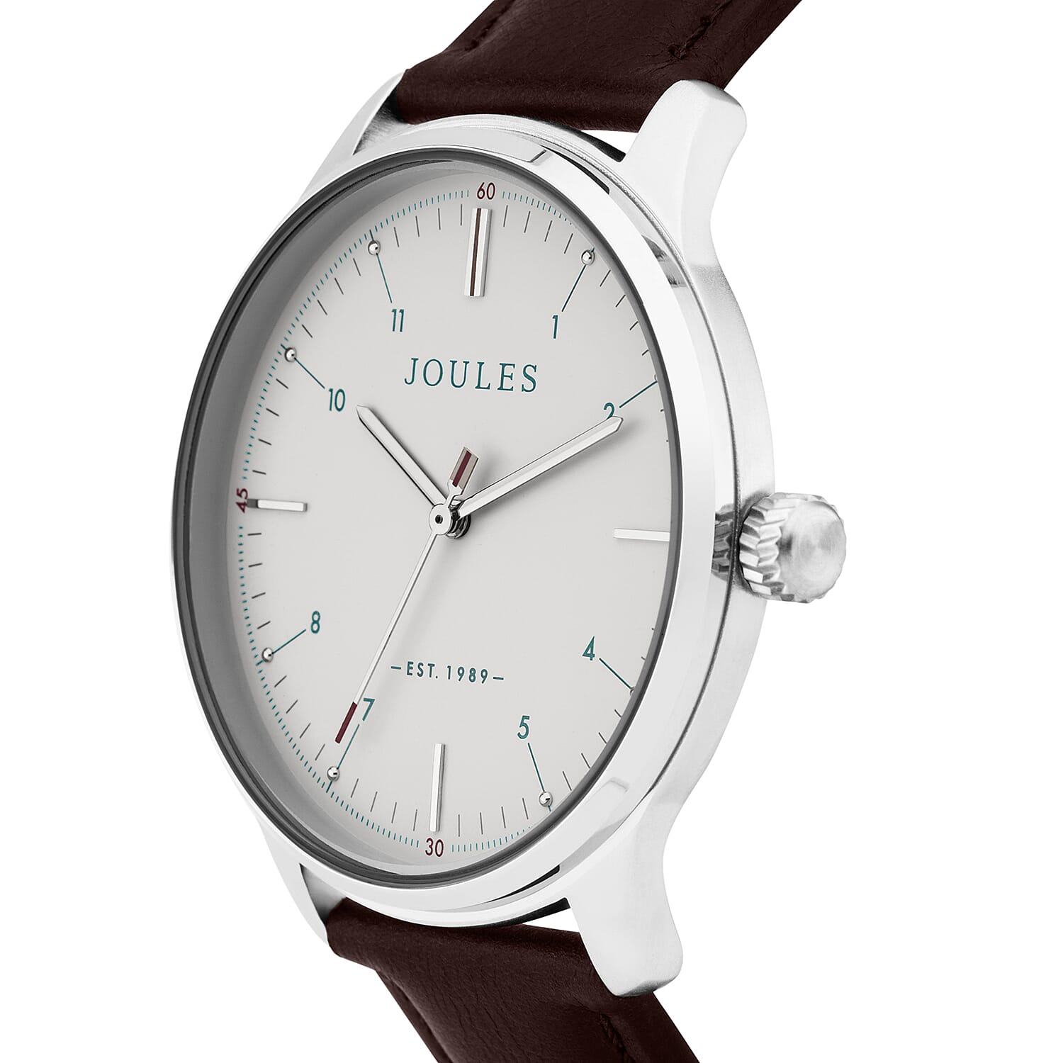 Joules Gents Watch with Matte Cream Dial and Brown Strap