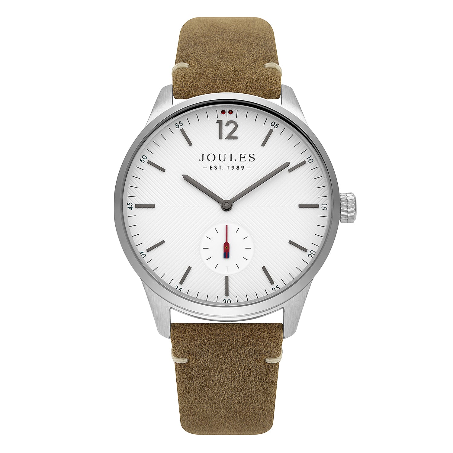 Joules Gents Watch with Matte White Dial and Tan Strap