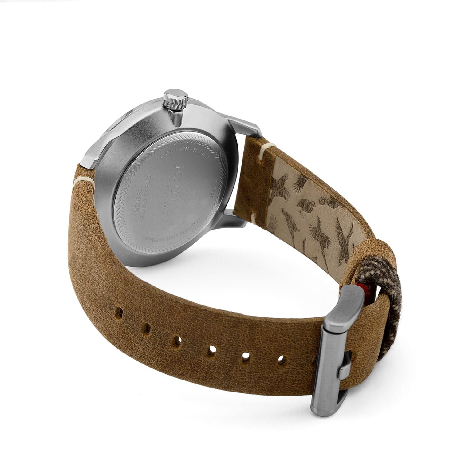 Joules Gents Watch with Matte White Dial and Tan Strap