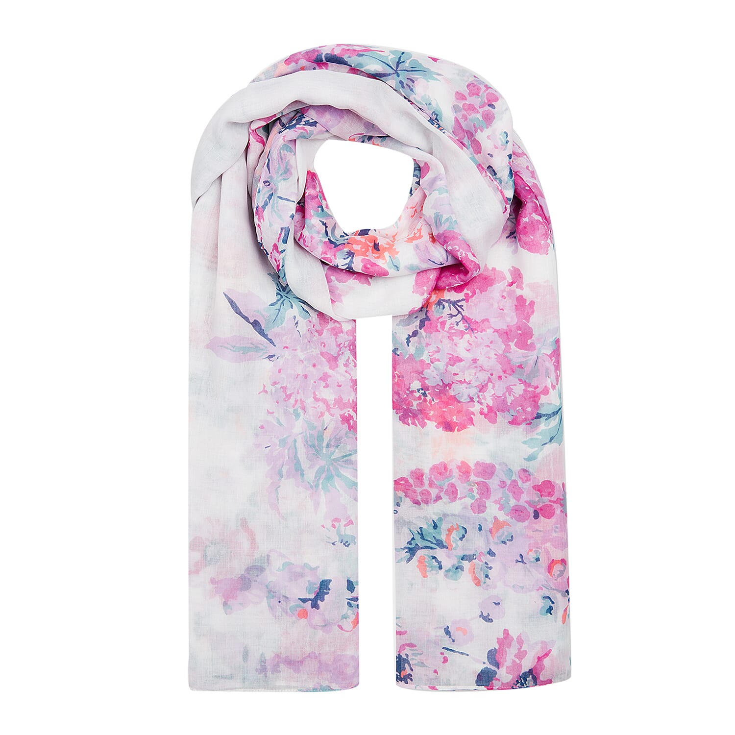 Joules Gift Set - Ladies Watch with Round Gloss Printed Dial and Blue Strap and Multi Colour Scarf (200x70cm)