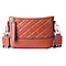 100% Genuine Leather Diamond Pattern Crossbody Bag with Shoulder Strap - Tan and Multi