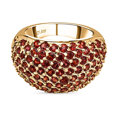 Red Sapphire Cluster Ring in Yellow Gold Overlay Sterling Silver 3.76 Ct.