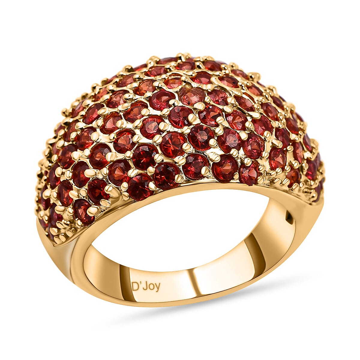 Red Sapphire Cluster Ring in Yellow Gold Overlay Sterling Silver 3.76 Ct.