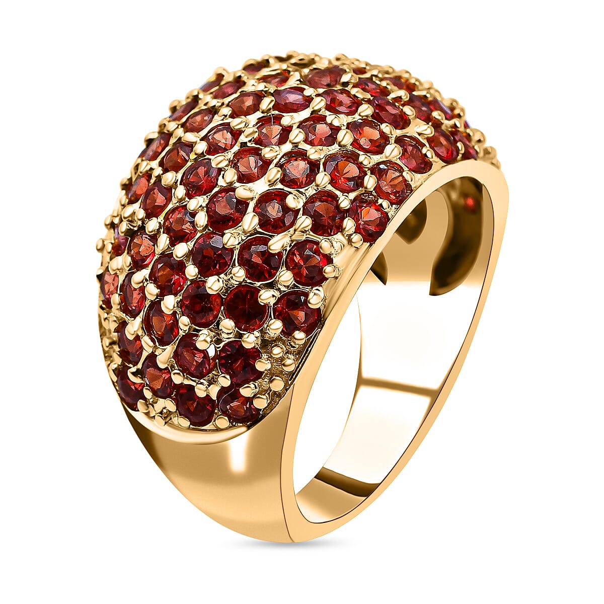 Red Sapphire Cluster Ring in Yellow Gold Overlay Sterling Silver 3.76 Ct.