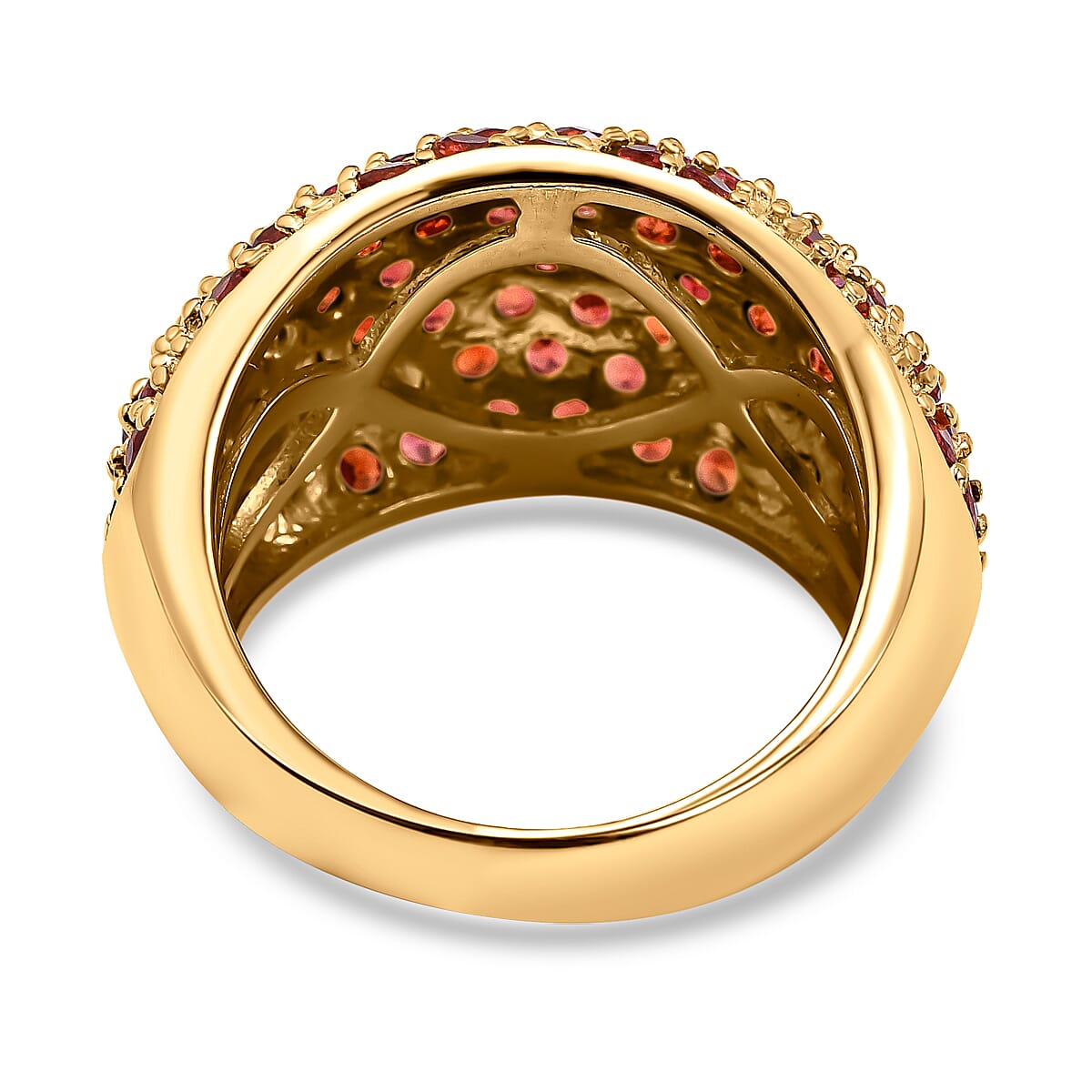 Red Sapphire Cluster Ring in Yellow Gold Overlay Sterling Silver 3.76 Ct.