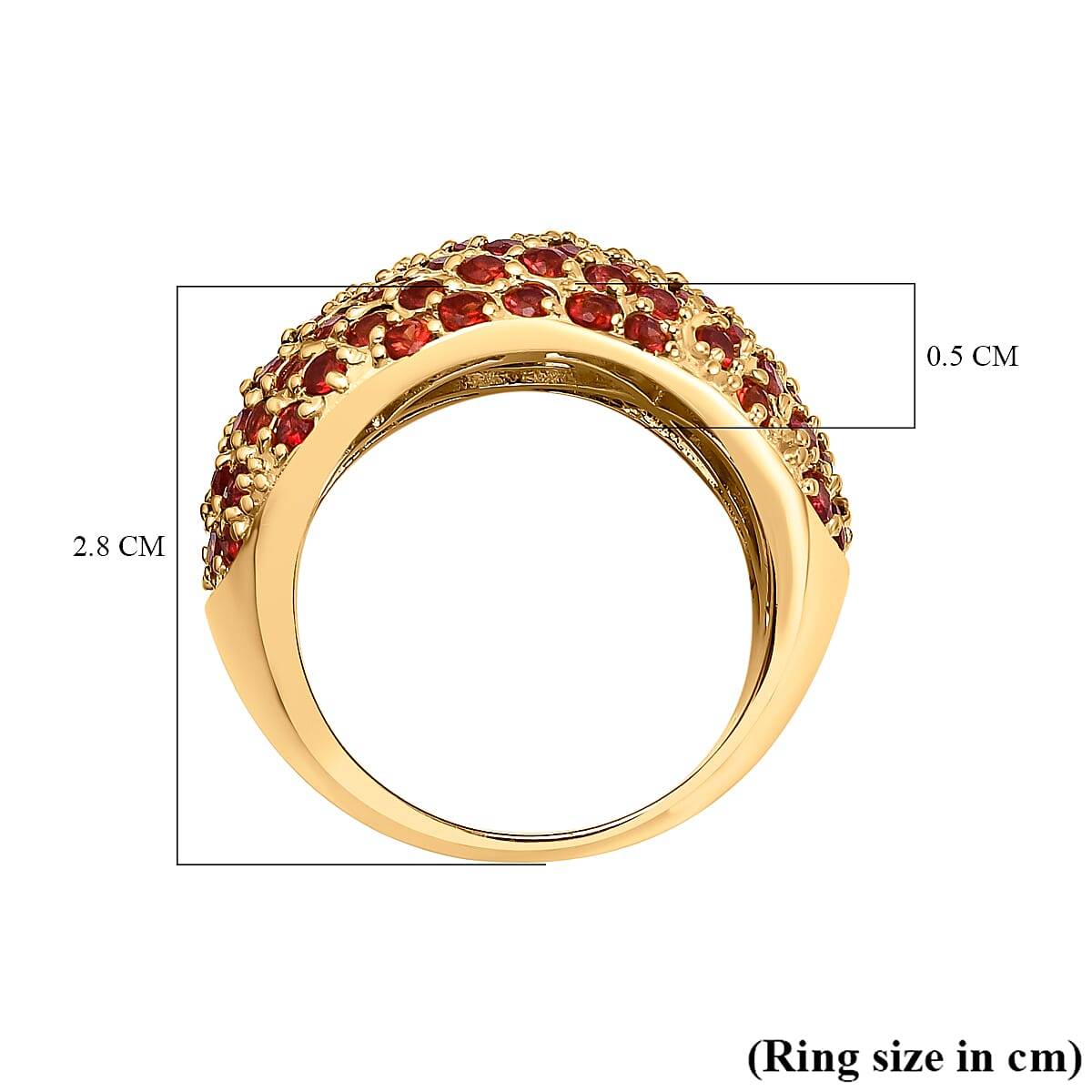 Red Sapphire Cluster Ring in Yellow Gold Overlay Sterling Silver 3.76 Ct.