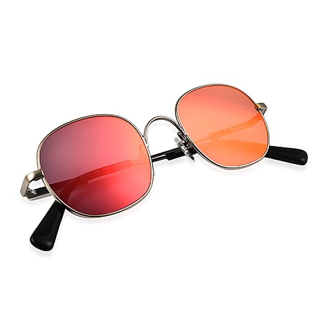 Cavalli Womens Retro Style Metal Sunglasses with Pink Lenses - Silver