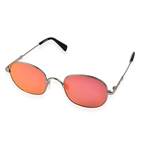 Cavalli Womens Retro Style Metal Sunglasses with Pink Lenses - Silver
