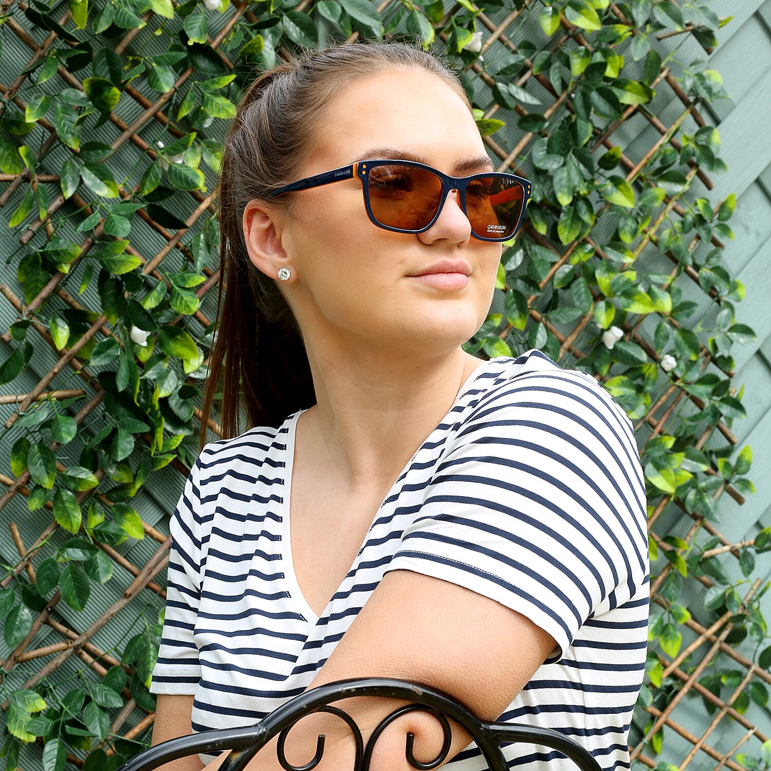 CALVIN KLEIN Blue and Orange Wayferer Sunglasses with Brown Lenses