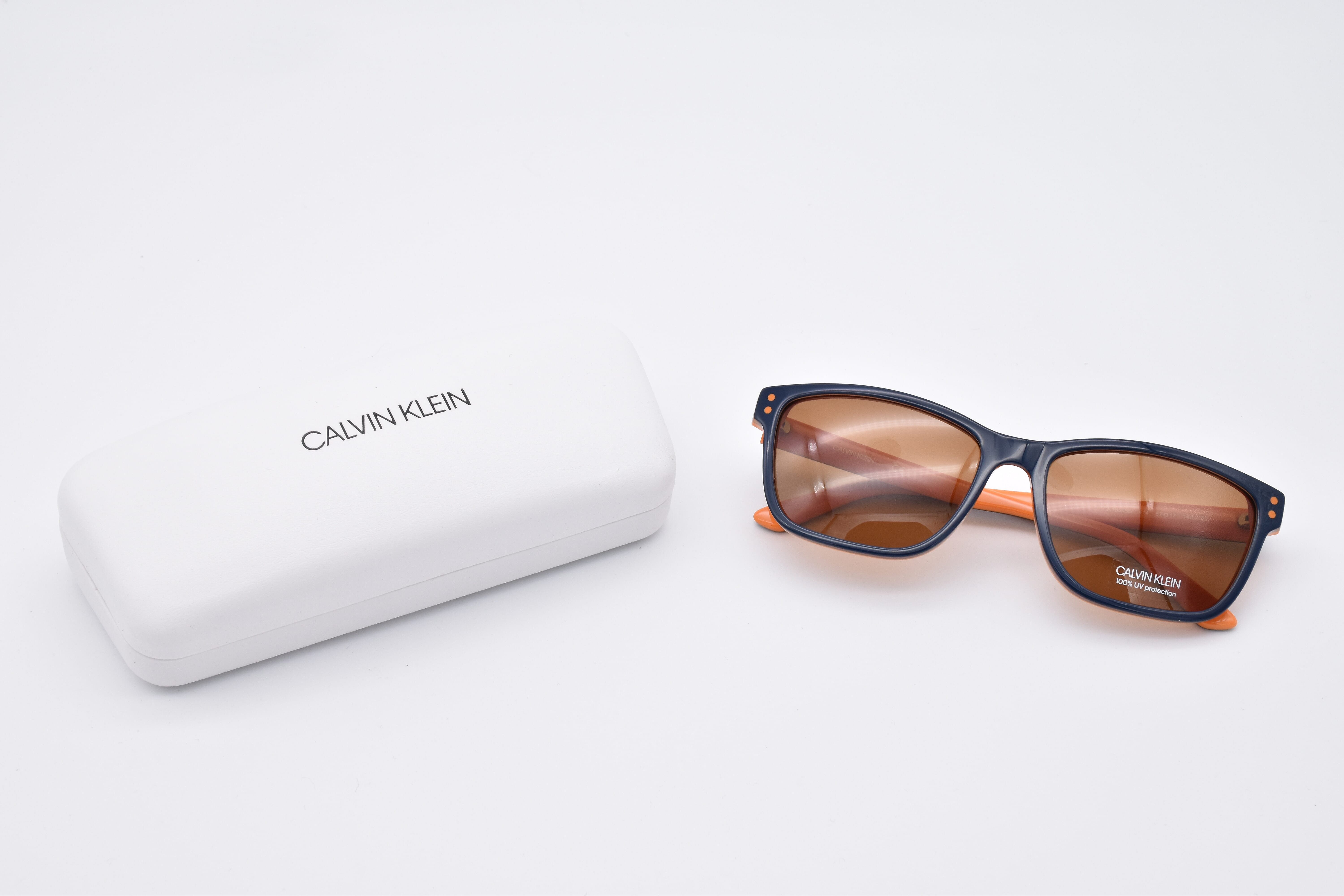 CALVIN KLEIN Blue and Orange Wayferer Sunglasses with Brown Lenses