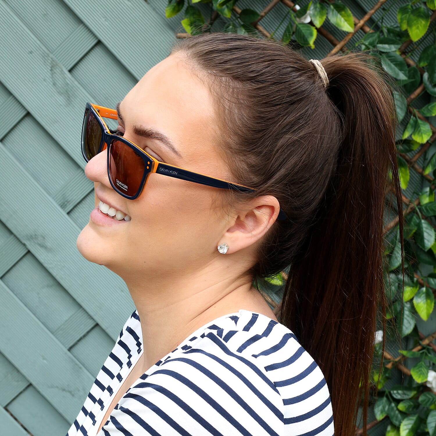 CALVIN KLEIN Blue and Orange Wayferer Sunglasses with Brown Lenses