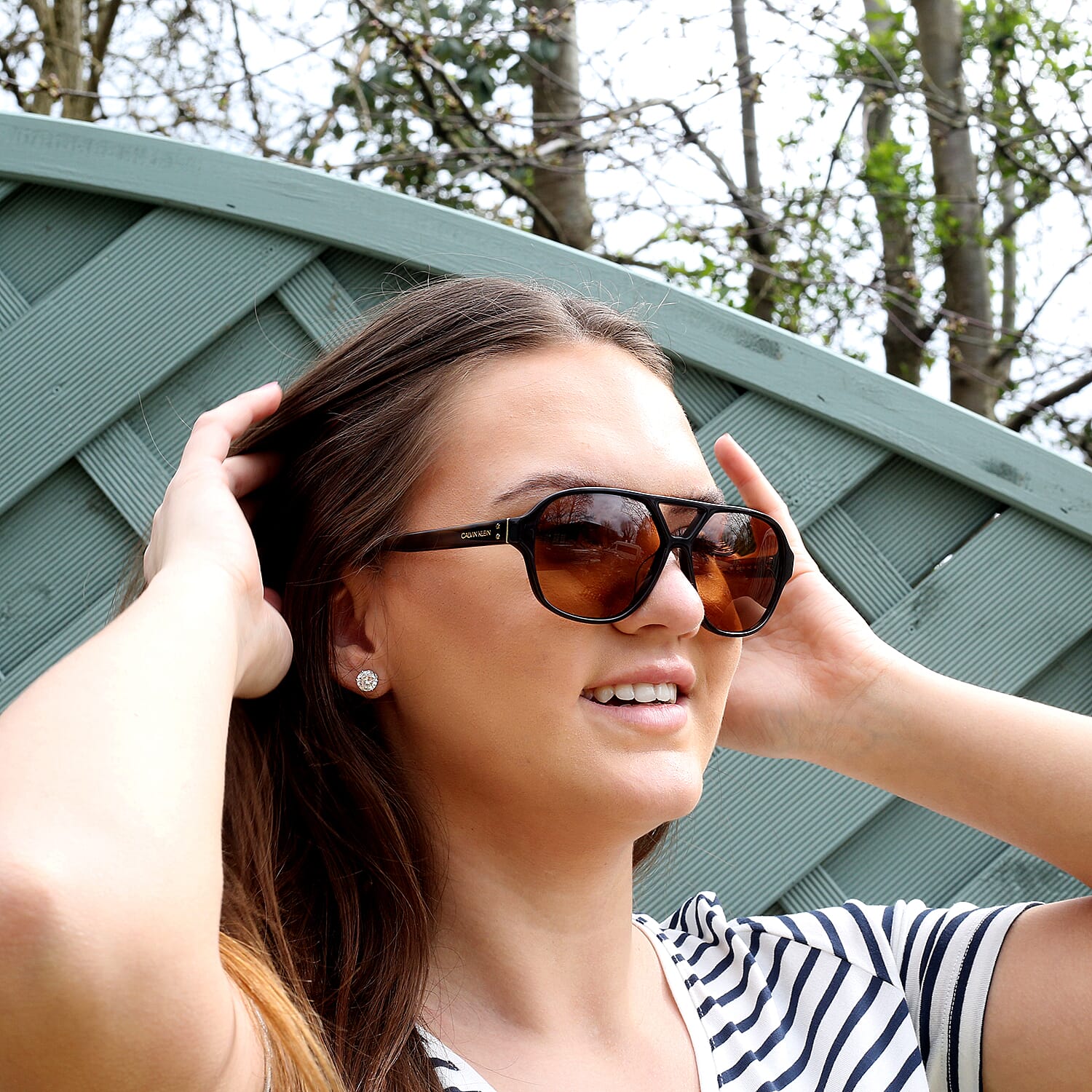 CALVIN KLEIN Dark Brown Aviator with Brown Tint Lenses