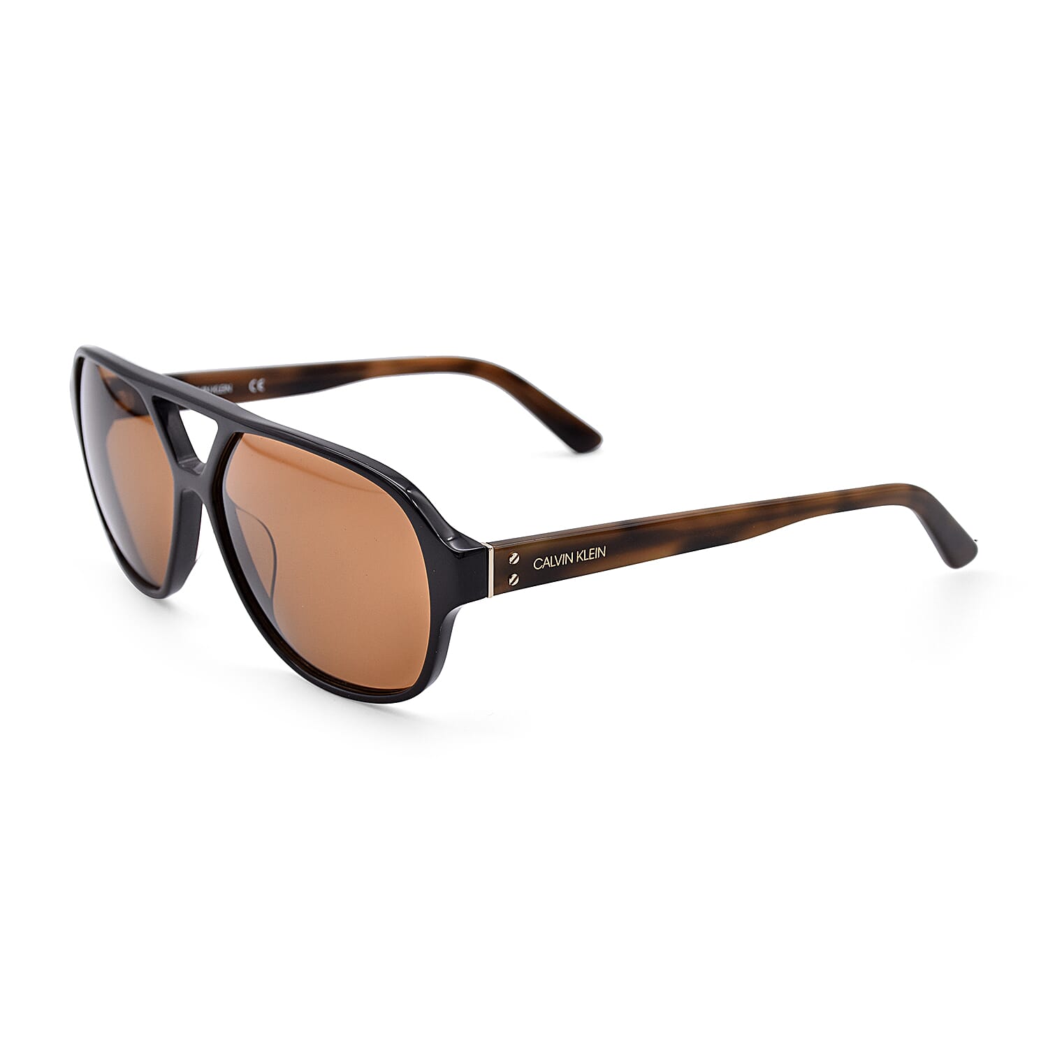 CALVIN KLEIN Dark Brown Aviator with Brown Tint Lenses