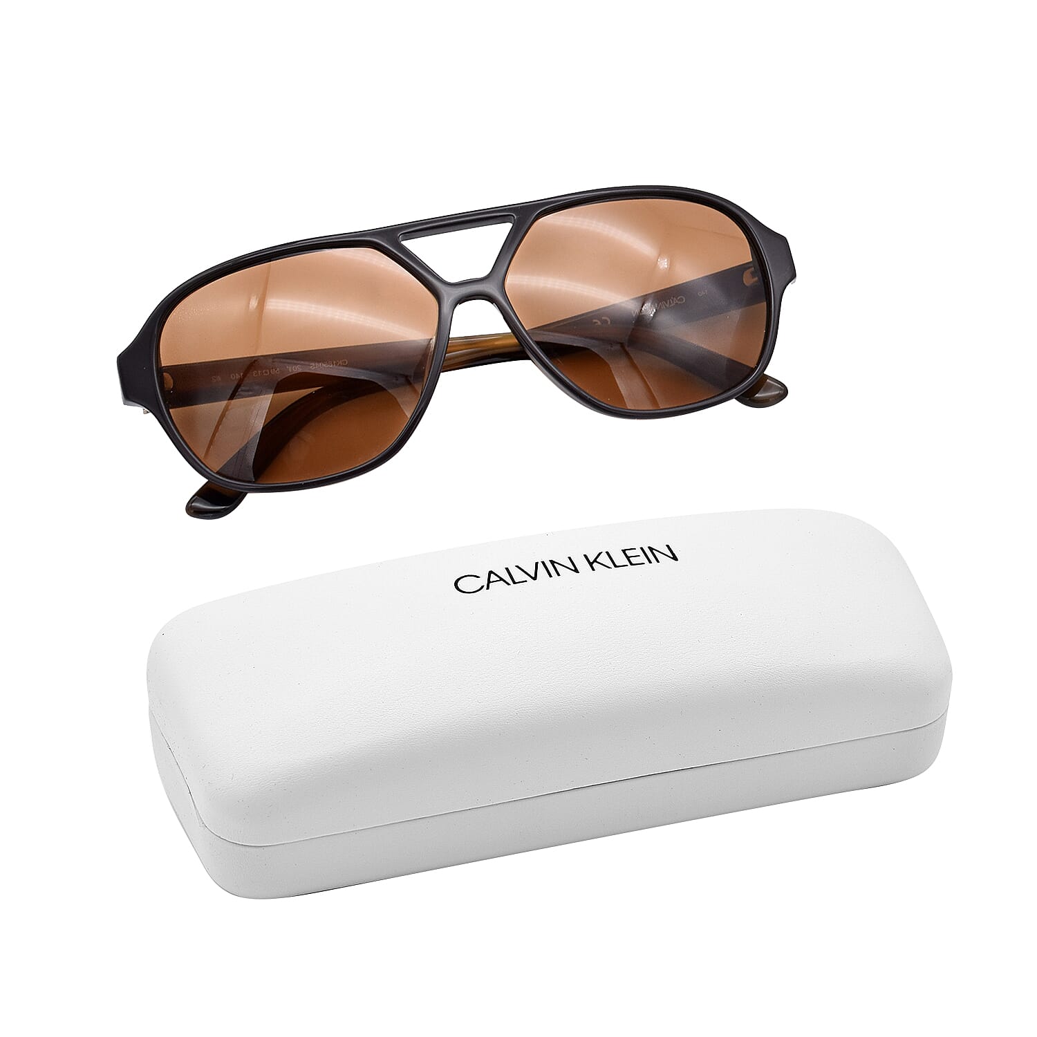 CALVIN KLEIN Dark Brown Aviator with Brown Tint Lenses