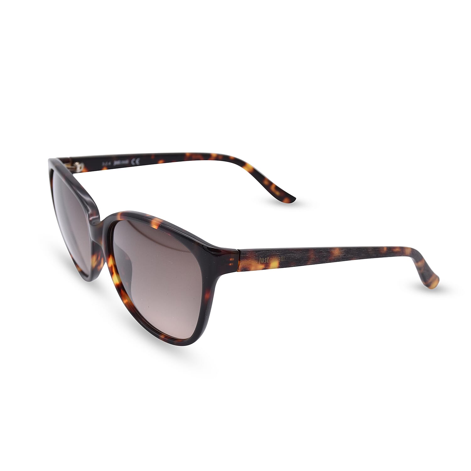 JUST CAVALLI Brown Tortoise Pattern Cat-Eye Sunglasses with Brown Lenses