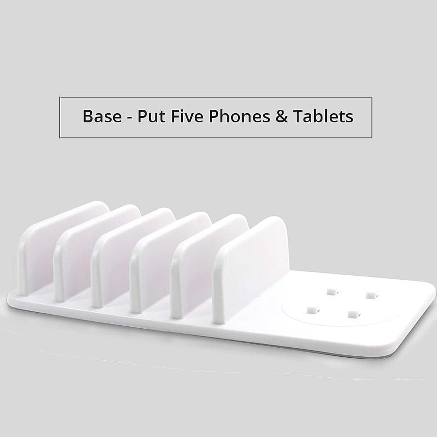 Multipurpose Mushroom Shaped Night Light with 5 Charging Ports (Size 21x9cm) - White