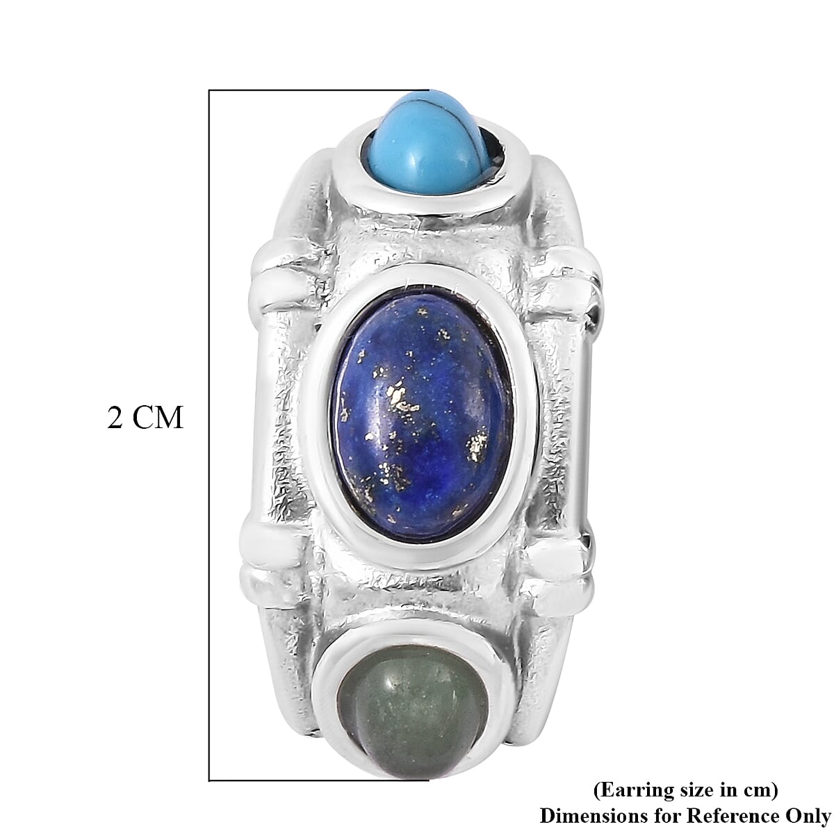 Lapis Lazuli, Green Aventurine & Blue Howlite Earrings With Push Back 2.90 Ct.