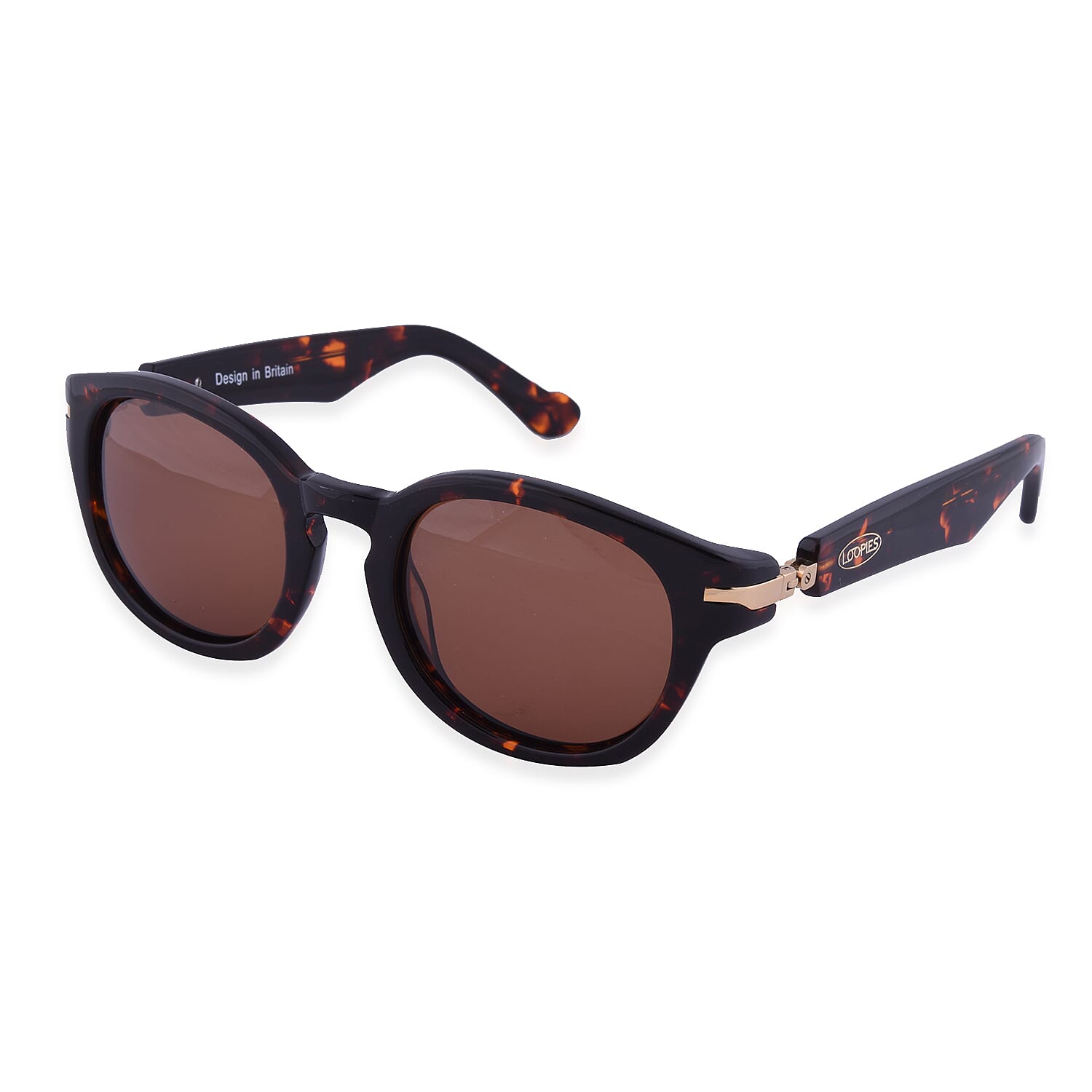 Loopies Round Polarised Folding Sunglasses in Dark Brown