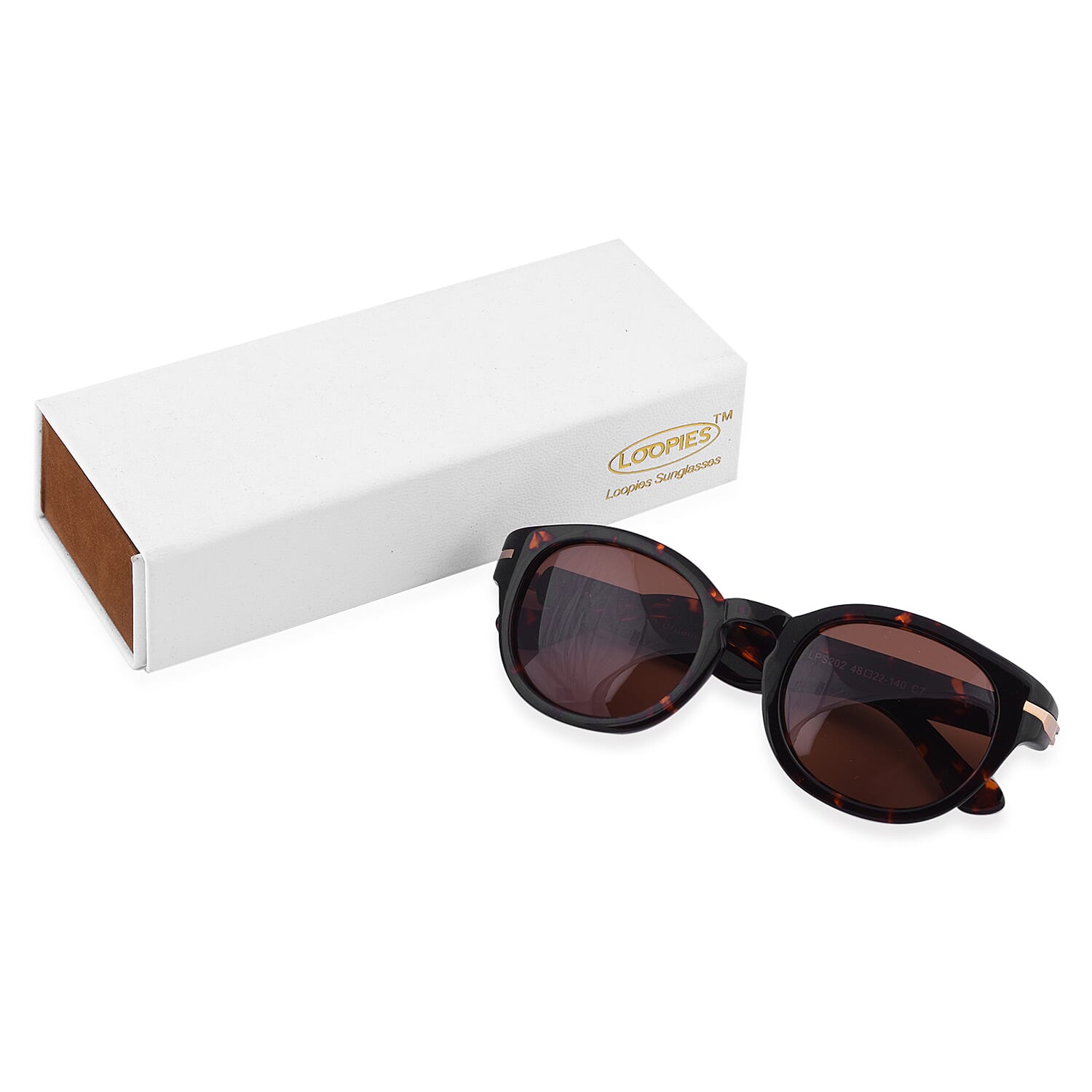 Loopies Round Polarised Folding Sunglasses in Dark Brown