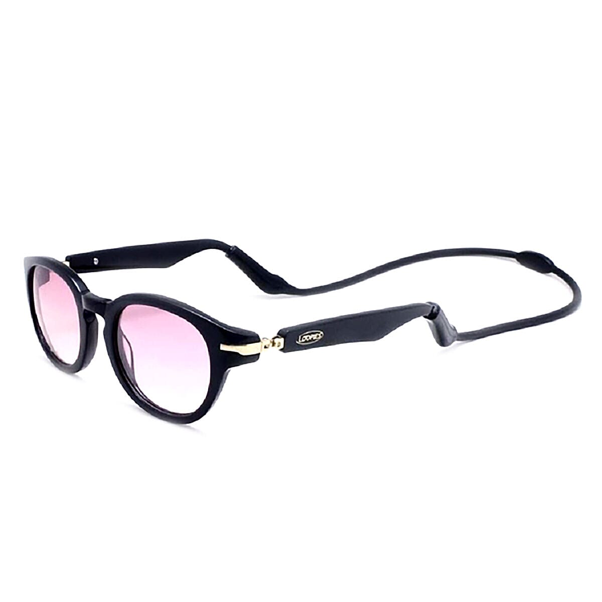 Loopies Round Polarized Folding Sunglasses in Black