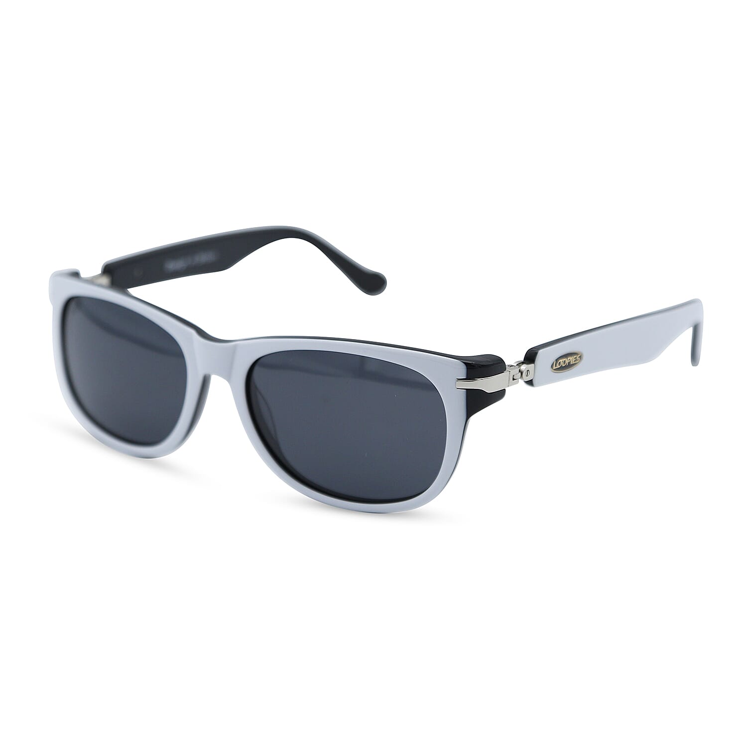 Loopies Wayfarer Polarized Folding Sunglasses in White & Black