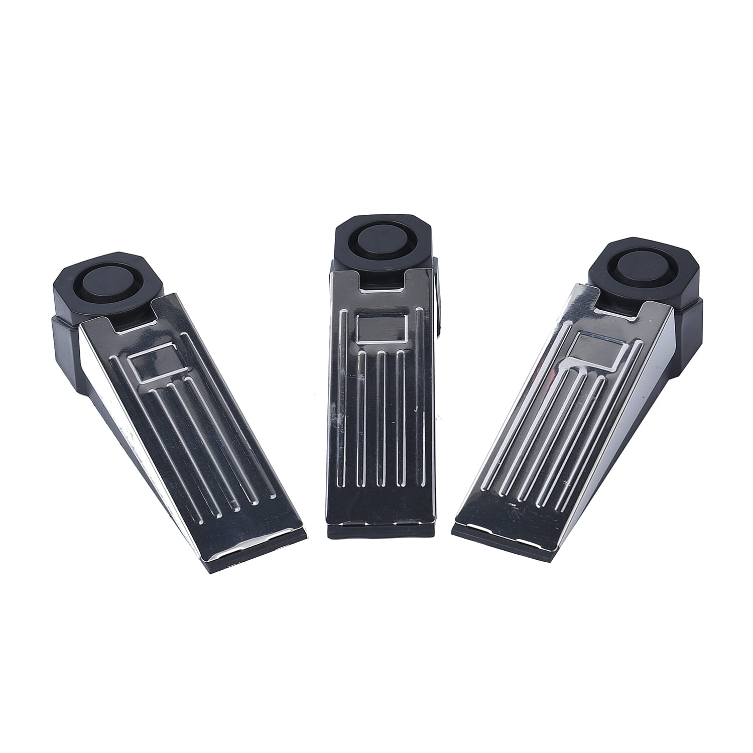 Set of 3 - Portable Wedge-Shaped Door Security Stopper Alarm with Non-slip Rubber (120dB  Adjustable Alarm)