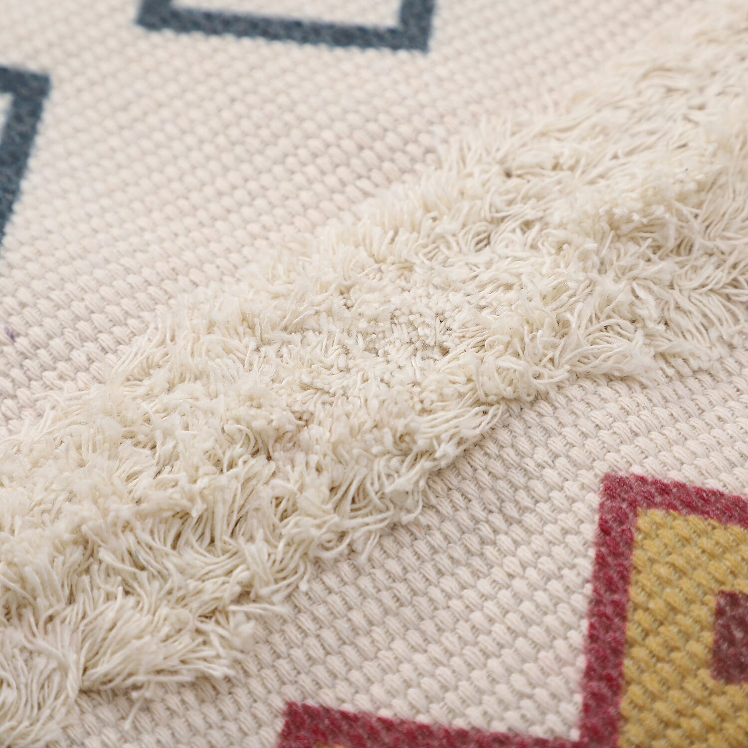 TJC Turkish Pattern Outdoor Tufted Rug with Tassel (Size 57x90cm) - Cream and Multi