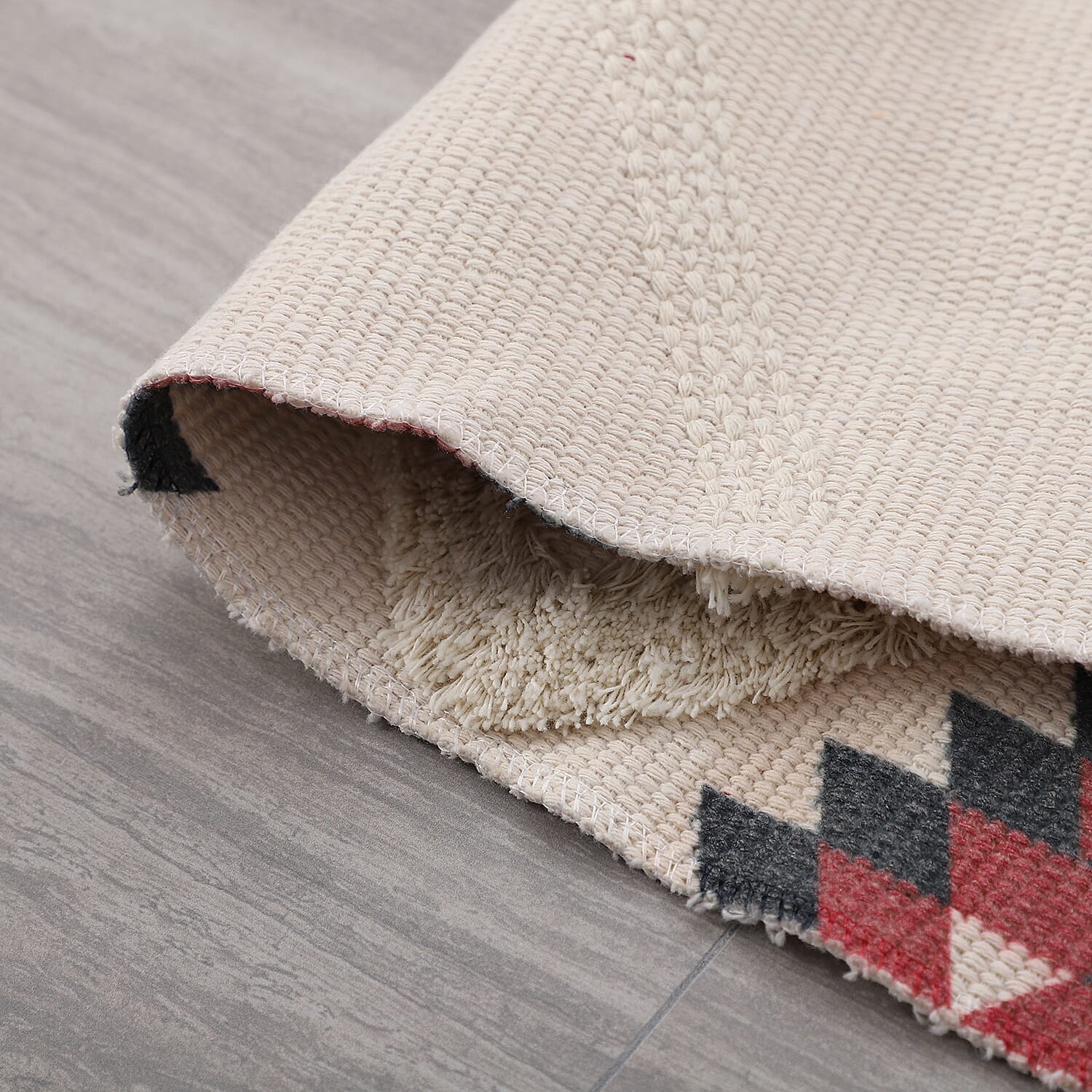 TJC Turkish Pattern Outdoor Tufted Rug with Tassel (Size 90x57cm) - Cream & Multi