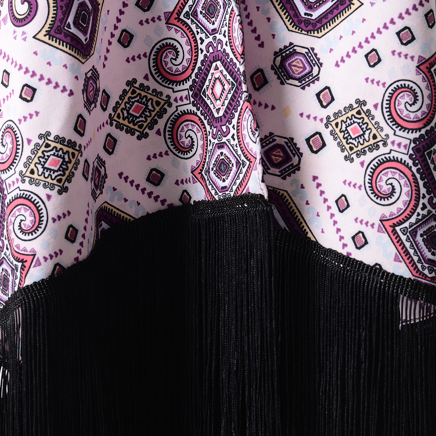 Printed Kimono with Tassel in Purple (Size 90x70+15cm)