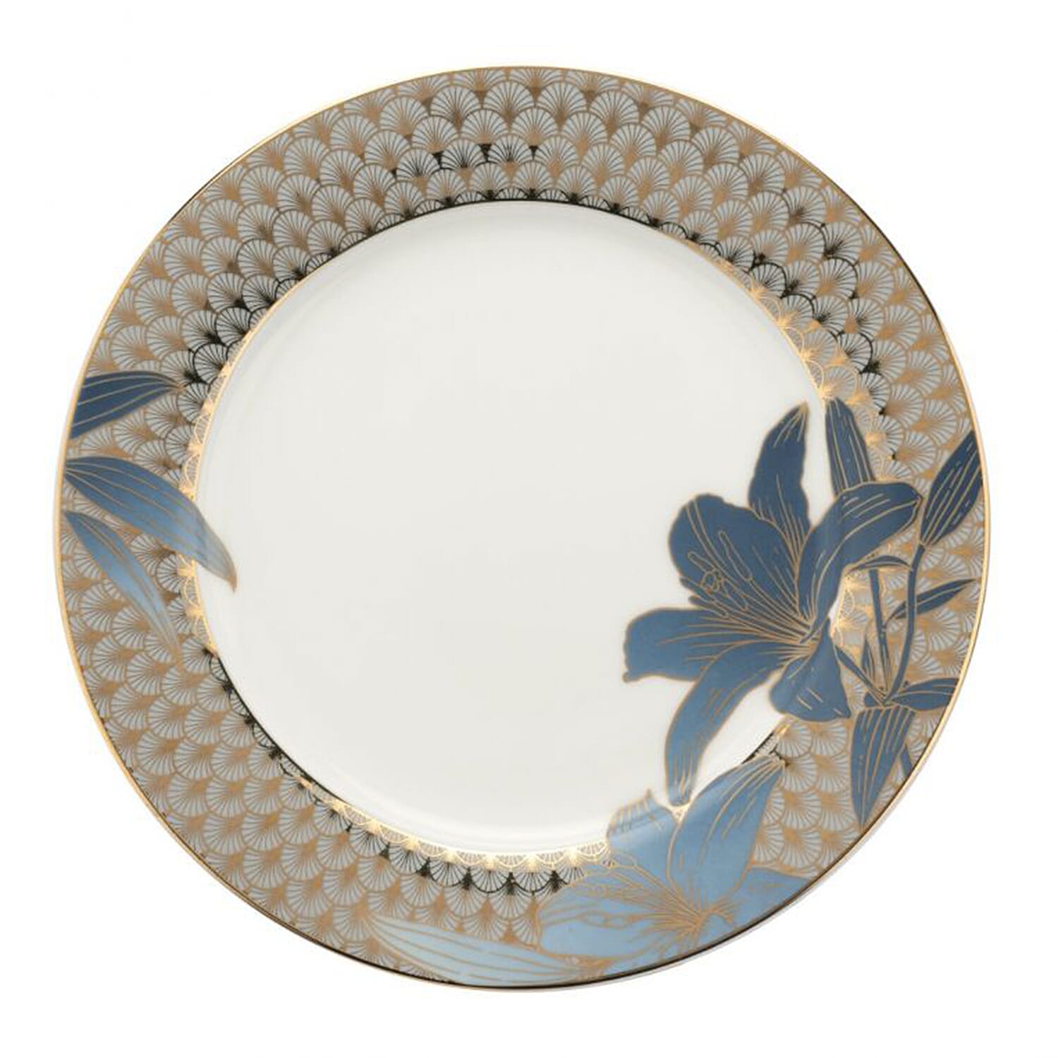 Set of 4 - Royal Worcester Blue Lily Fine Bone China Side Plates 20.3cm