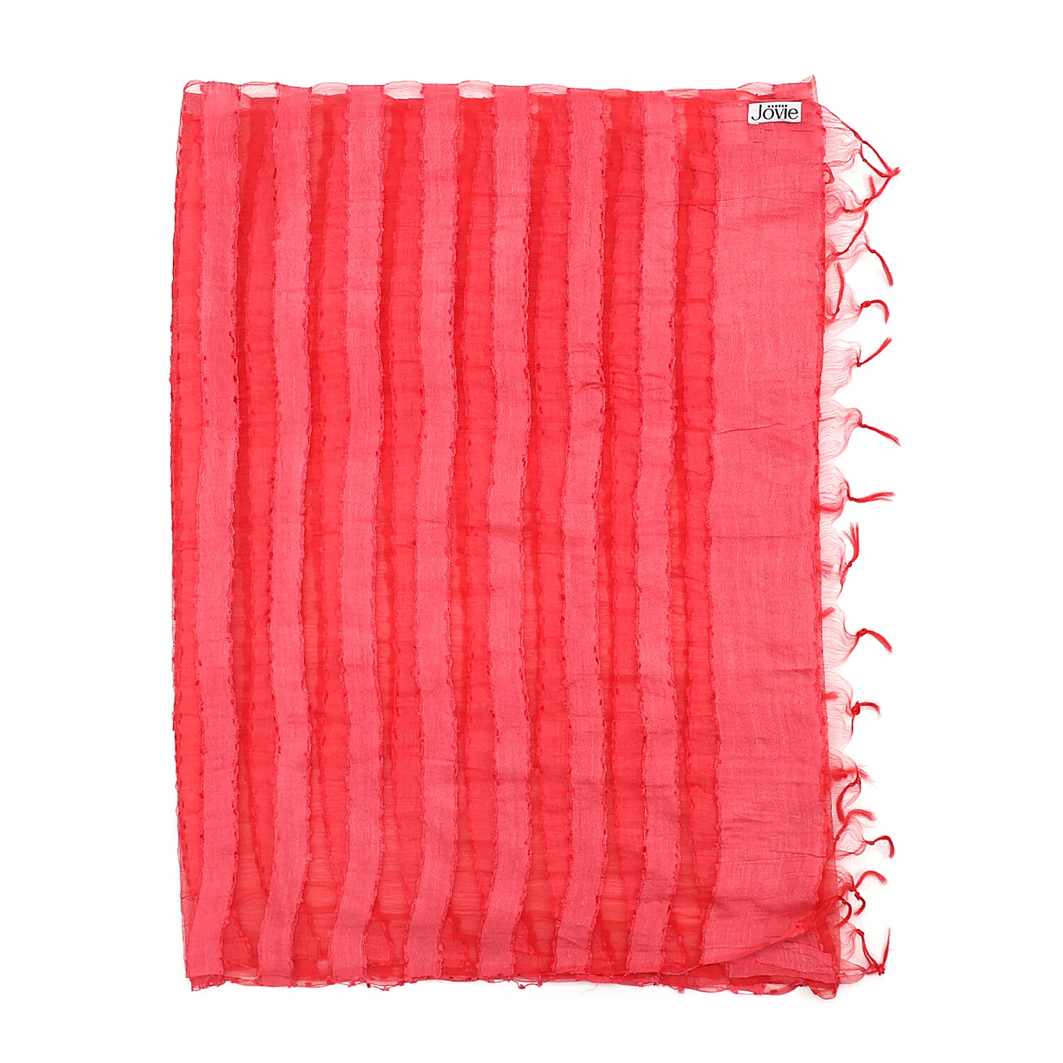 JOVIE - New Season Handmade Scarf with Fringes in Dark Pink (Size 76x235cm)