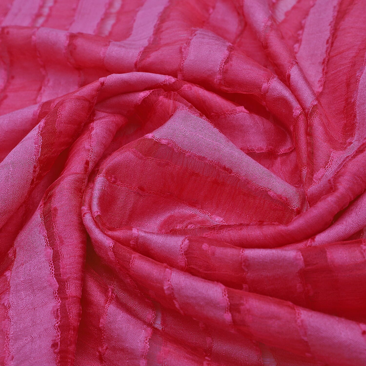 JOVIE - New Season Handmade Scarf with Fringes in Dark Pink (Size 76x235cm)