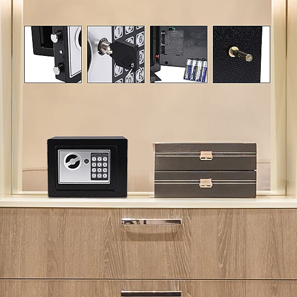 Programmable Digital Safe- Battery Enabled 17E Safe Box in Brown (Size 23x17cm)
