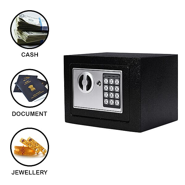 Programmable Digital Safe- Battery Enabled 17E Safe Box in Brown (Size 23x17cm)