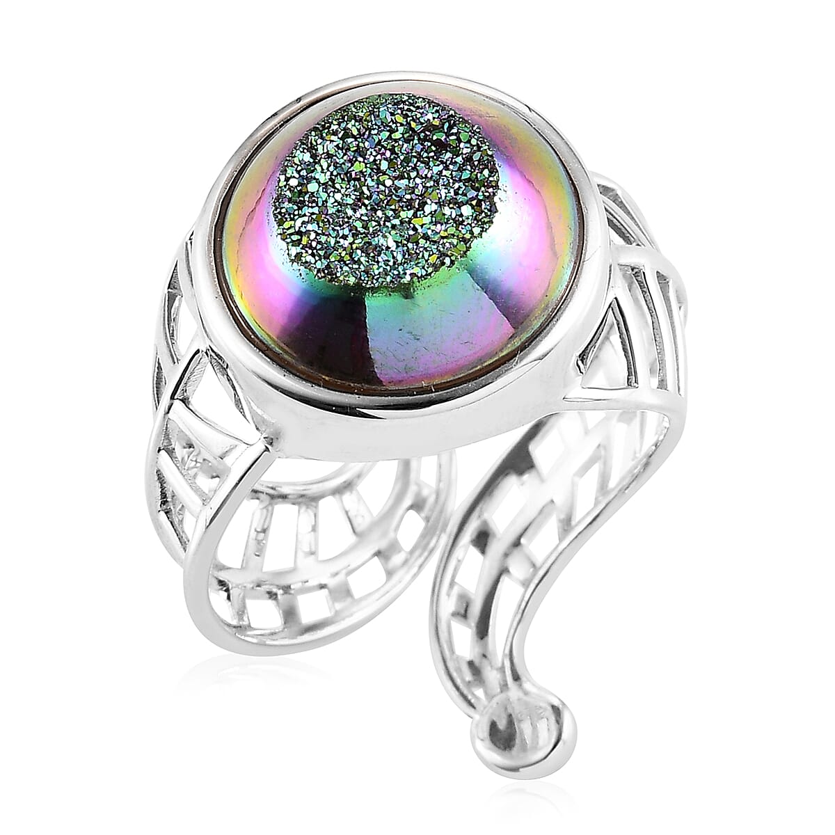 Sajen Silver ILLUMINATION Collection - Drusy Agate Ring in Sterling Silver 11.50 Ct.