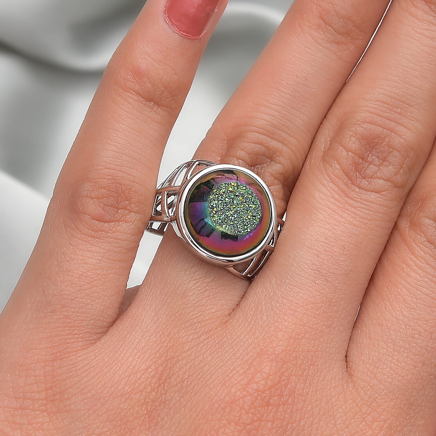 Sajen Silver ILLUMINATION Collection - Drusy Agate Ring in Sterling Silver 11.50 Ct.