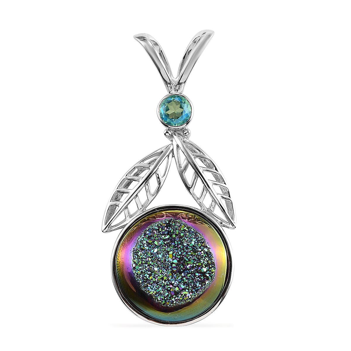 Sajen Silver ILLUMINATION Collection - Agate and Doublet Quartz Pendant in Sterling Silver 30.00 Ct