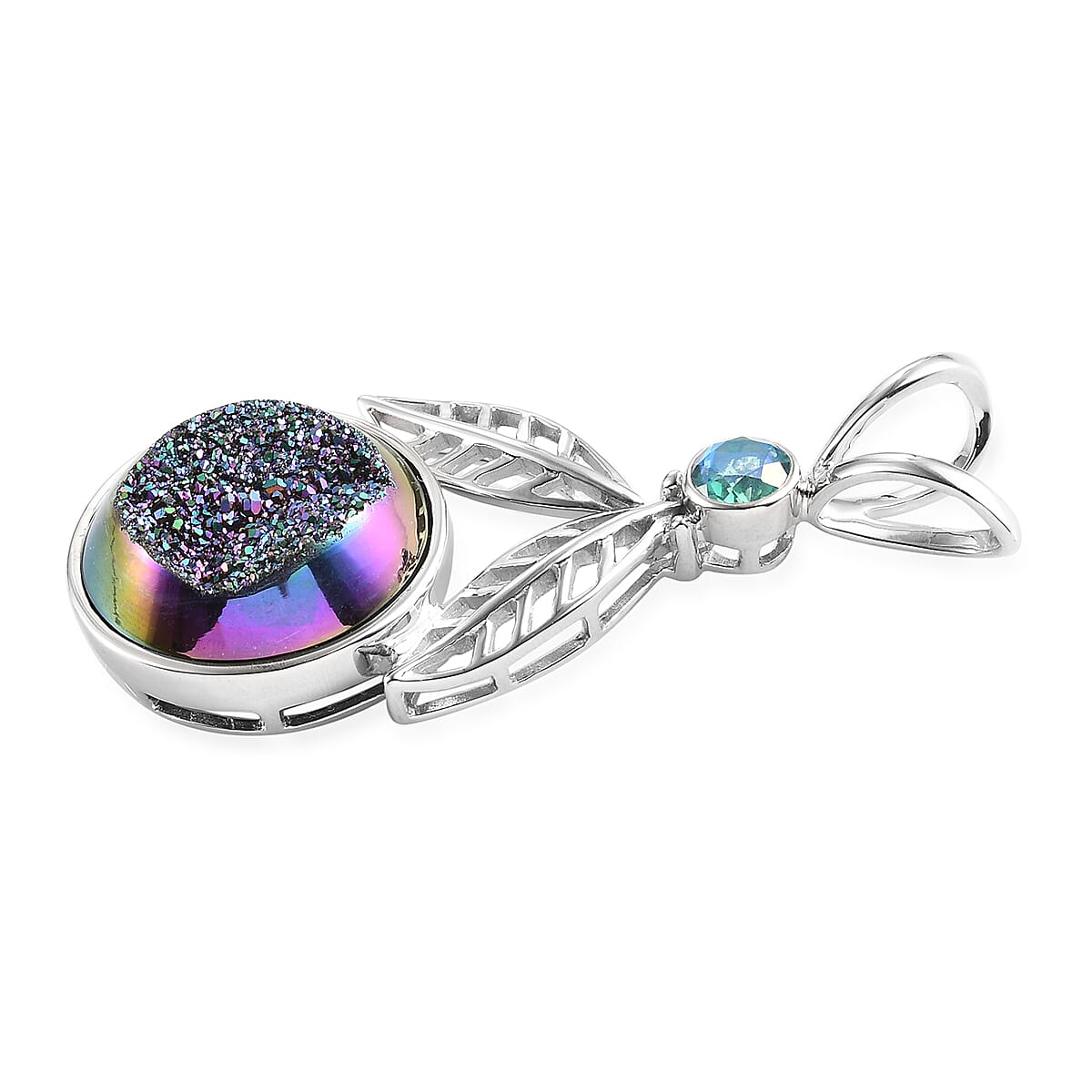 Sajen Silver ILLUMINATION Collection - Agate and Doublet Quartz Pendant in Sterling Silver 30.00 Ct